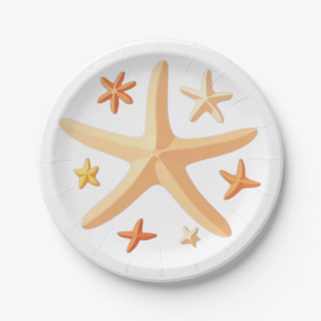 Plato De Papel Estrellas de mar y las pequeñas (Anverso)