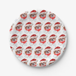 Plato De Papel Estrellas de Navidad de la raza de perro Chin Japo
