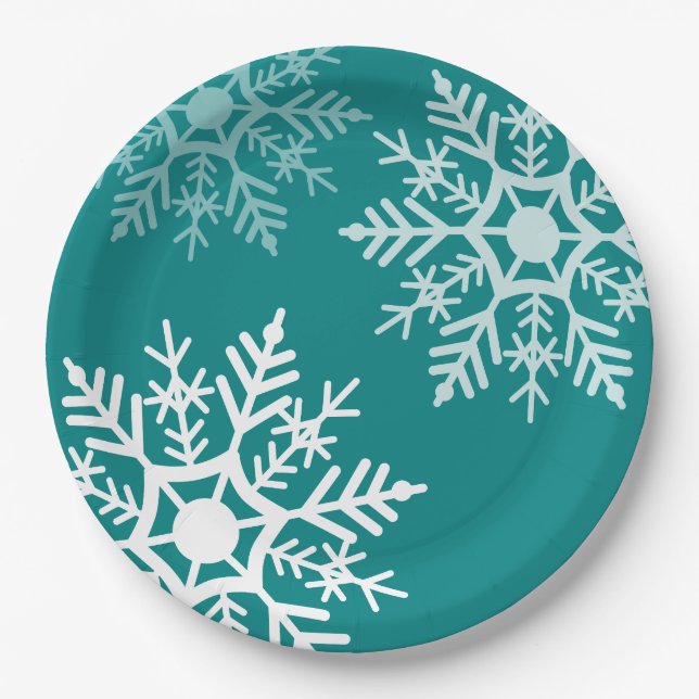 Plato De Papel Estrellas de nieve - Navidades - Placa de papel (Anverso)