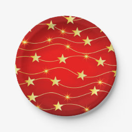 Plato De Papel Estrellas de oro de los navidades