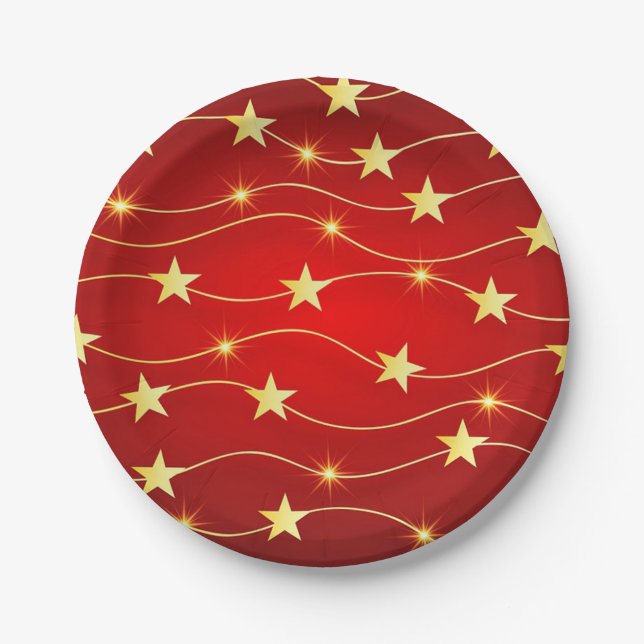 Plato De Papel Estrellas de oro de los navidades (Anverso)