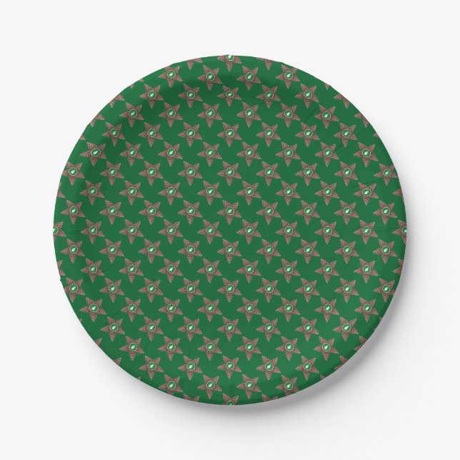 Plato De Papel Estrellas de Pinecones (Anverso)