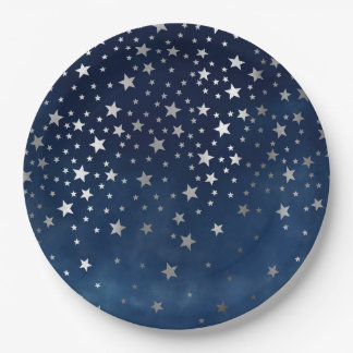 Plato De Papel Estrellas de plata en caída Celestial