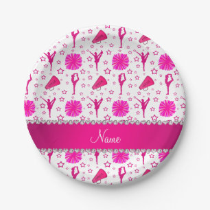Plato De Papel Estrellas de toros de pompoms rosa blanco