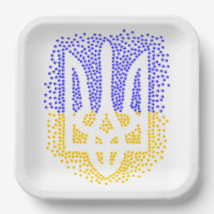 Plato De Papel Estrellas de tridente de heraldry de Ucrania