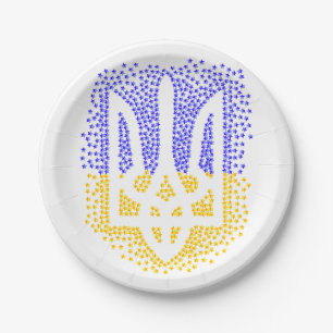 Plato De Papel Estrellas de tridente de heraldry de Ucrania