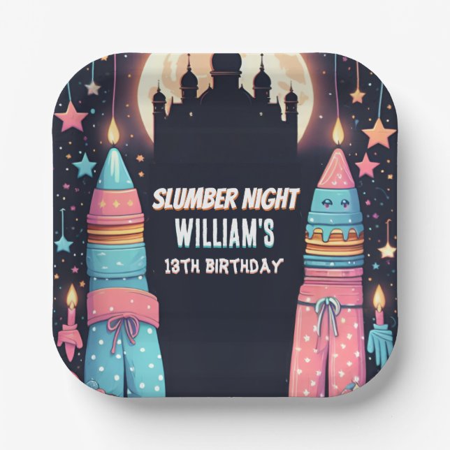 Plato De Papel Estrellas del sueño Sleepover Fiesta del sueño 13  (Anverso)