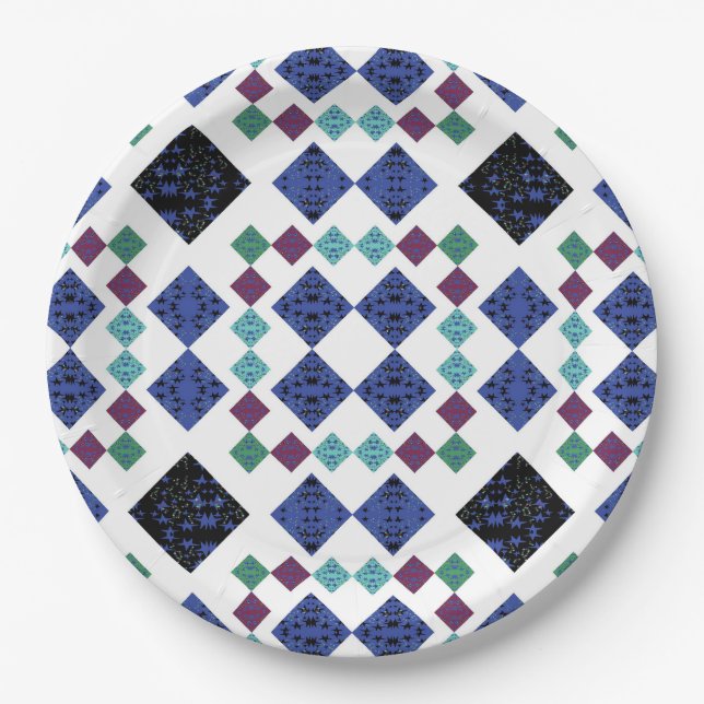 Plato De Papel Estrellas Diamantes (Anverso)