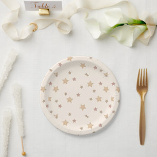Plato De Papel Estrellas Doradas