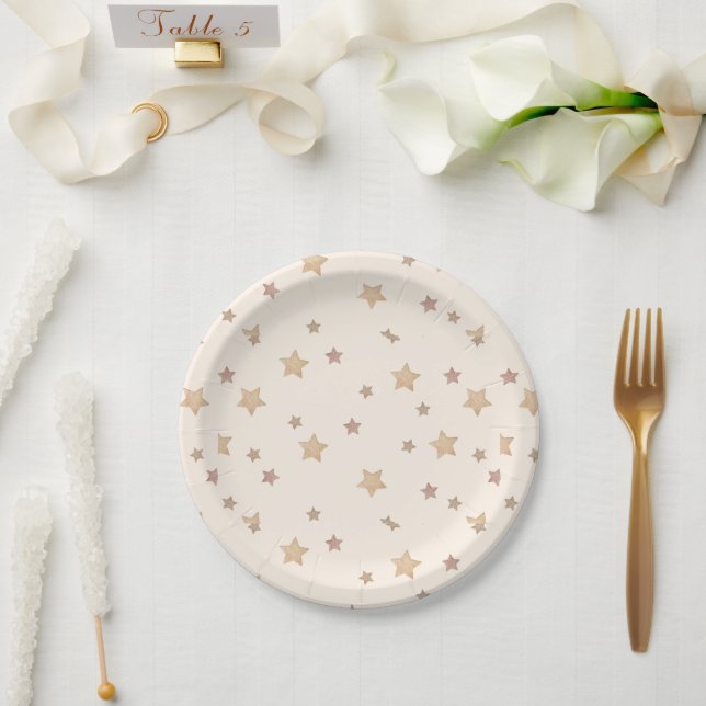 Plato De Papel Estrellas Doradas (Boda)