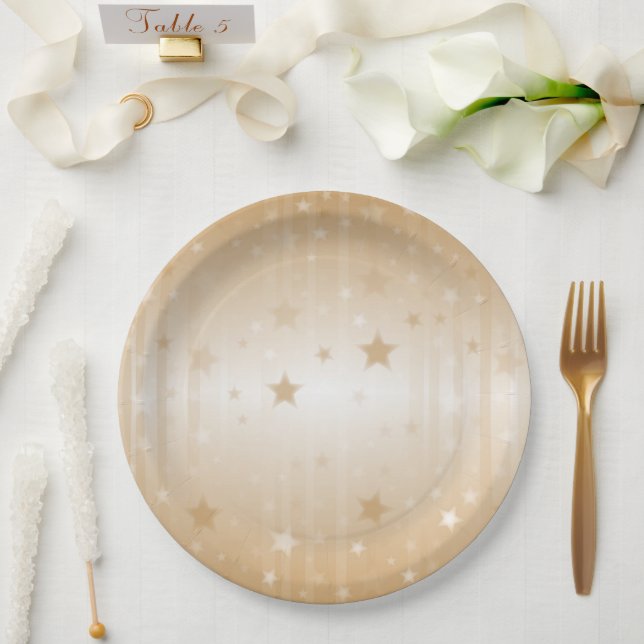 Plato De Papel Estrellas doradas (Boda)