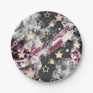 Plato De Papel Estrellas doradas grunge abstractas elegantes urba