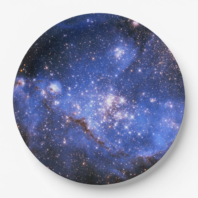 Plato De Papel Estrellas Embriónicas azules caídas (Anverso)