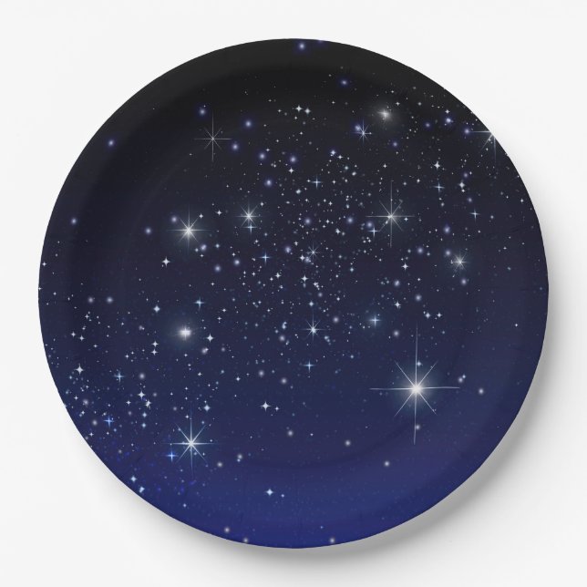 PLATO DE PAPEL ESTRELLAS EN EL ESPACIO (Anverso)