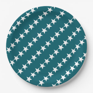 Plato De Papel Estrellas modernas minimalistas de color azul verd