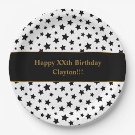 Plato De Papel Estrellas negras personalizados con fiesta de cump