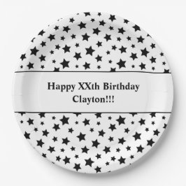 Plato De Papel Estrellas negras personalizados con fiesta de cump