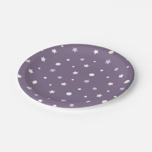 Plato De Papel Estrellas púrpuras