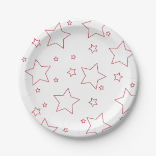 Plato De Papel Estrellas rojas 4 de julio Plate de papel