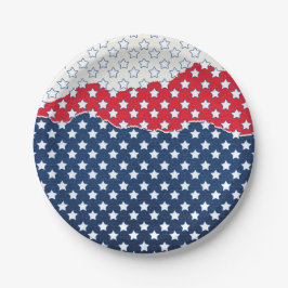 Plato De Papel Estrellas rojas, blancas y azules (Estados Unidos)