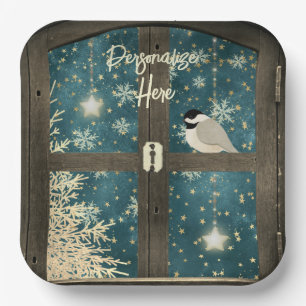 Plato De Papel Estrellas rústicas de la ventana de la cabina de i