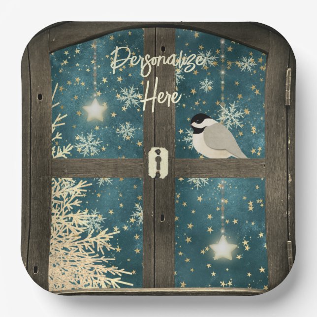 Plato De Papel Estrellas rústicas de la ventana de la cabina de i (Anverso)