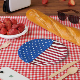 Plato De Papel Estrellas y Bandera estadounidense a rayas por Shi