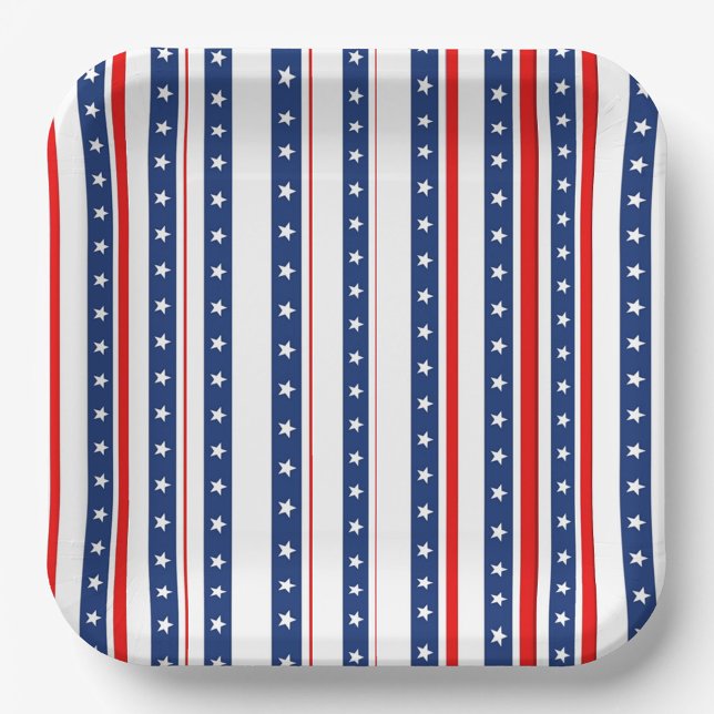 Plato De Papel Estrellas y Franjas Patrióticas  ("Patriotic plates for festive gatherings" )