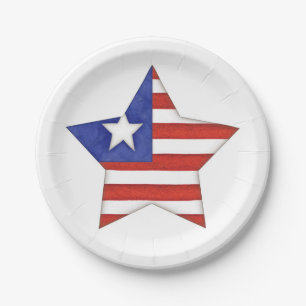 Plato De Papel Estrellas y rayas