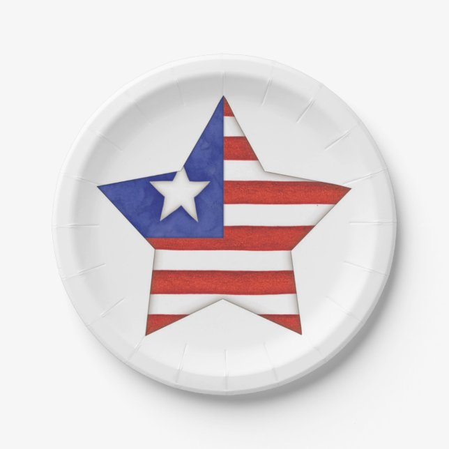 Plato De Papel Estrellas y rayas (Anverso)