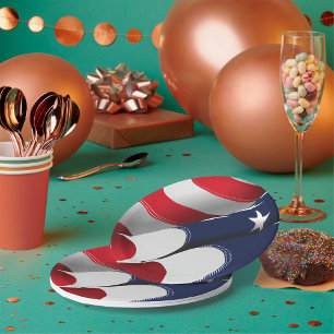 Plato De Papel Estrellas y rayas de diseño de la bandera estadoun