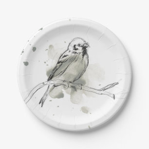 Plato De Papel Estudio gestual del pájaro