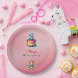 Plato De Papel Estupendo Oso de Teddy 1 Placas de papel de cumple