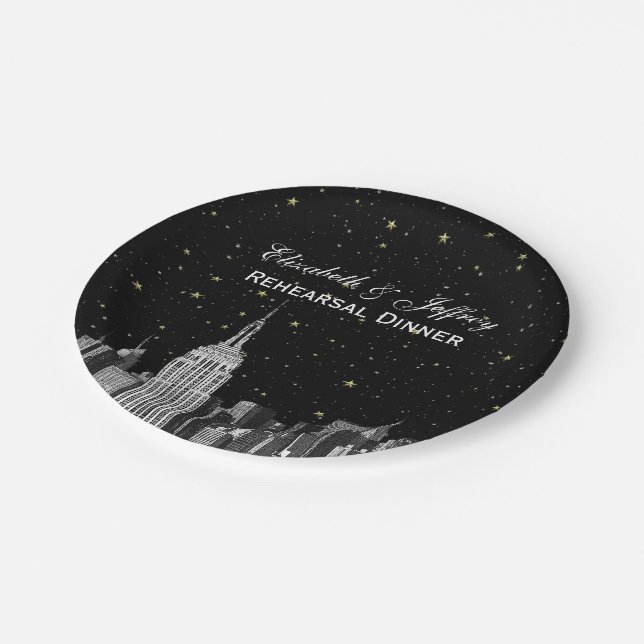 Plato De Papel Etch NYC ESB Skyline Star DIY Bg (Angular)
