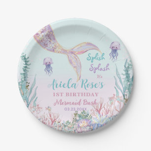 Plato De Papel Ethereal Mermaid Bash Under Sea Pool Cumpleaños
