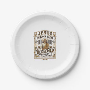 Plato De Papel Etiqueta de código de barras de Jesús redimido Jes