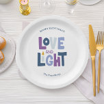 Plato De Papel Etiqueta de Hanukkah "Amor y luz"<br><div class="desc">"Amor y luz" Diseño de Hanukkah.</div>