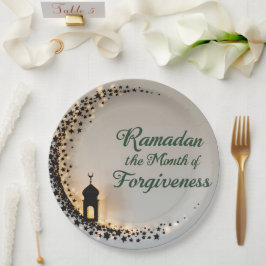 Plato De Papel Etiqueta de regalo con tema Ramadan Kareem para ce