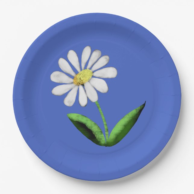 Plato De Papel Étiquettes Cadeau  Fière Marguerite (Anverso)