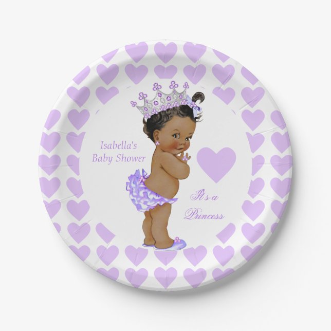 Plato De Papel Etnia morada del Fiesta de la Princesa Baby Shower (Anverso)