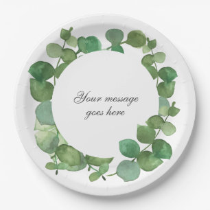 Plato De Papel Eucalipto Boho Floral Verdes