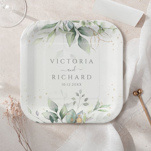 Plato De Papel Eucalipto Botánico Verdor Agua Elegante (Subido por el creador)