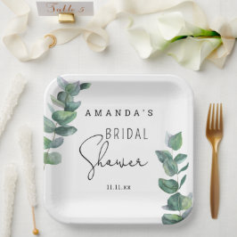 Plato De Papel Eucalipto - ducha de novia
