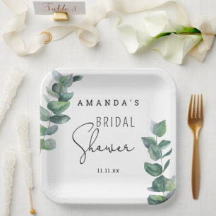 Plato De Papel Eucalipto - ducha de novia