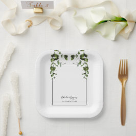 Plato De Papel Eucalipto ruso deja Boda