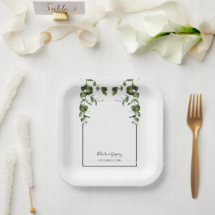 Plato De Papel Eucalipto ruso deja Boda