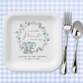 Plato De Papel Eucalyptus Baby Boy Shower