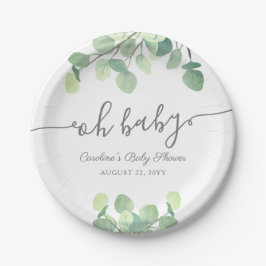 Plato De Papel Eucalyptus Baby Shower