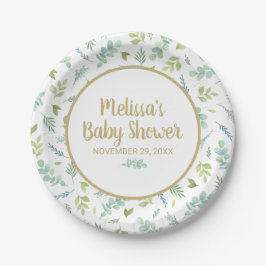 Plato De Papel Eucalyptus Baby Shower Greenery Botánico