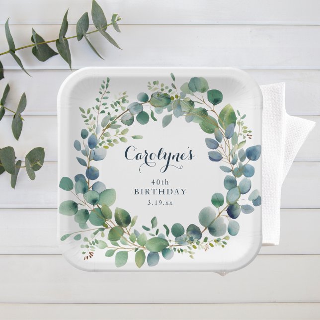 Plato De Papel Eucalyptus Birthday (Subido por el creador)